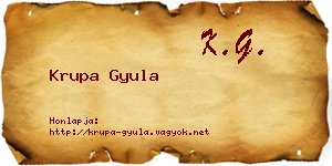 Krupa Gyula névjegykártya